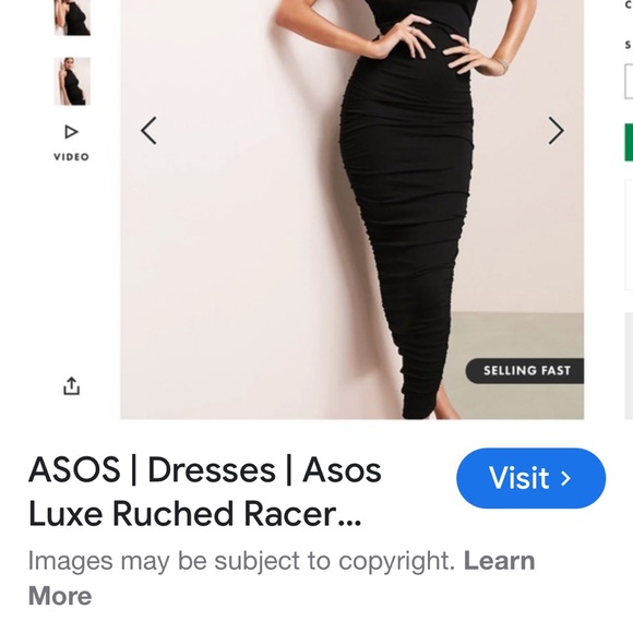 ASOS Black Ruched Racer Dress - Picture 3 of 4